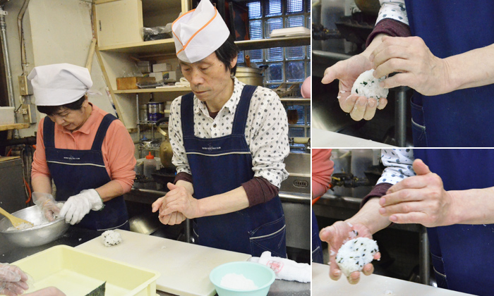 Making a soft onigiri quickly is craftmanship.