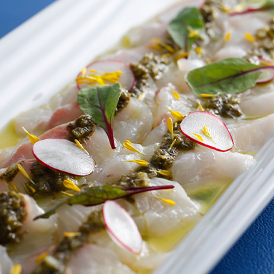 真鯛のカルパッチョ 春菊ソース