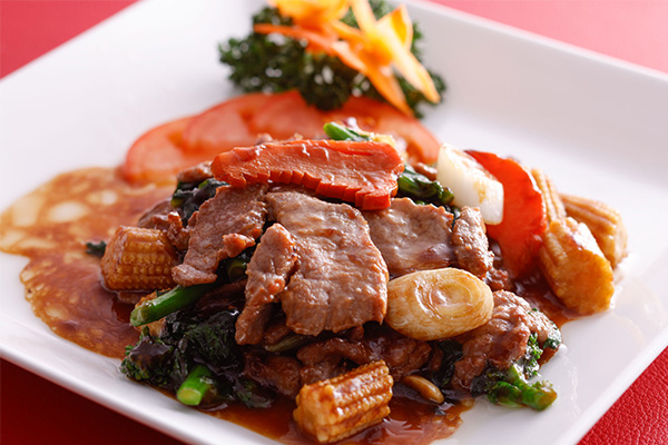 牛肉と菜の花のオイスターソース炒め