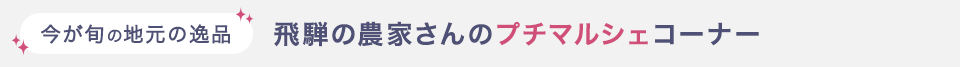 今が旬の地元の逸品 飛騨の農家さんのプチマルシェコーナー