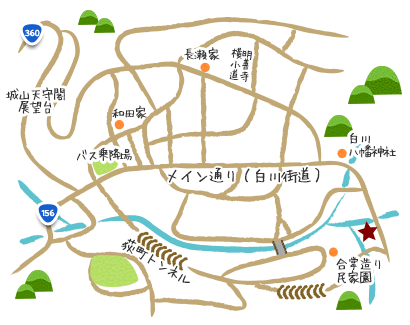 三つ子の合掌造り　地図