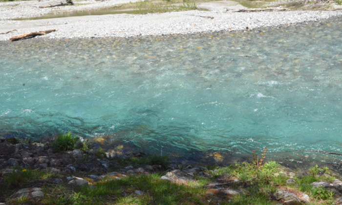 The water is emerald green as if by magic.