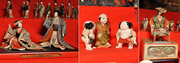左　：歌舞伎の一番 中央：相撲雛 右　：座敷からくり