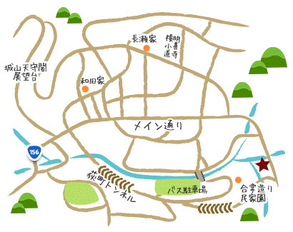 三つ子の合掌造り　地図