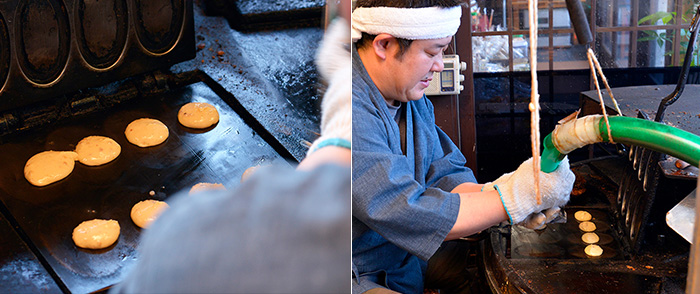 季節によって配合の異なる生地を最適に焼き上げられるのも職人の手焼きならでは