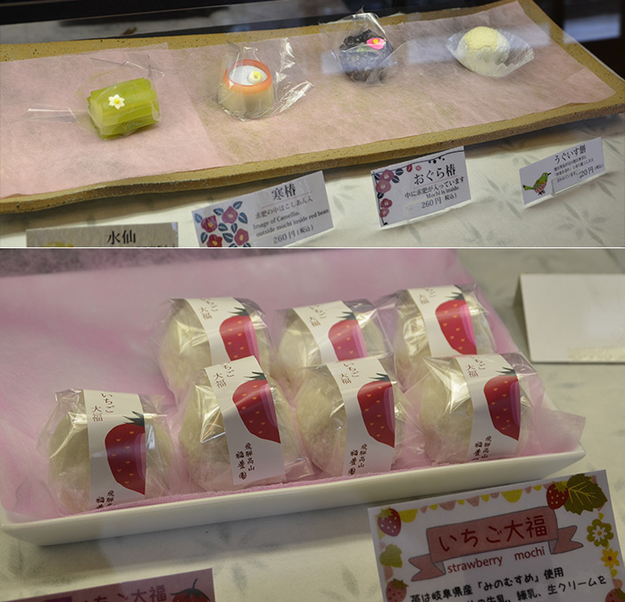 Seasonal wagashi and strawberry daifuku