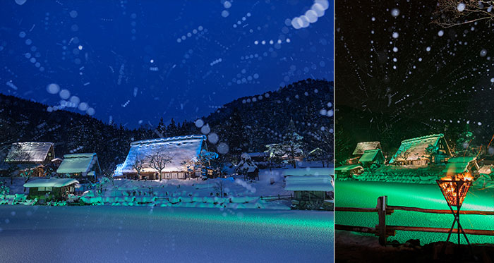 雪の日の撮影には「雪蛍」が写ります