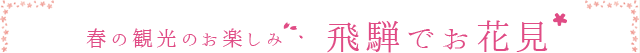 春の観光のお楽しみ　飛騨でお花見